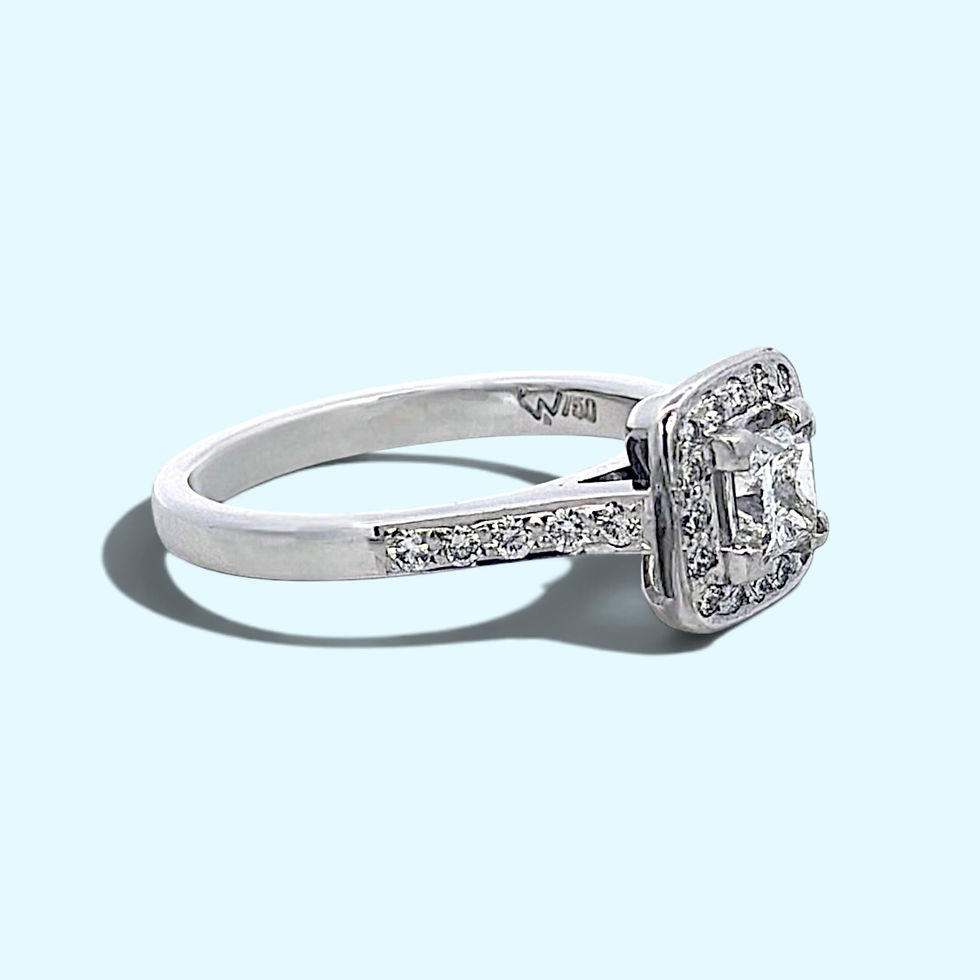 Thumbnail: Contemporary Handmade Natural Princess Cut Diamond 18ct Cluster Ring
