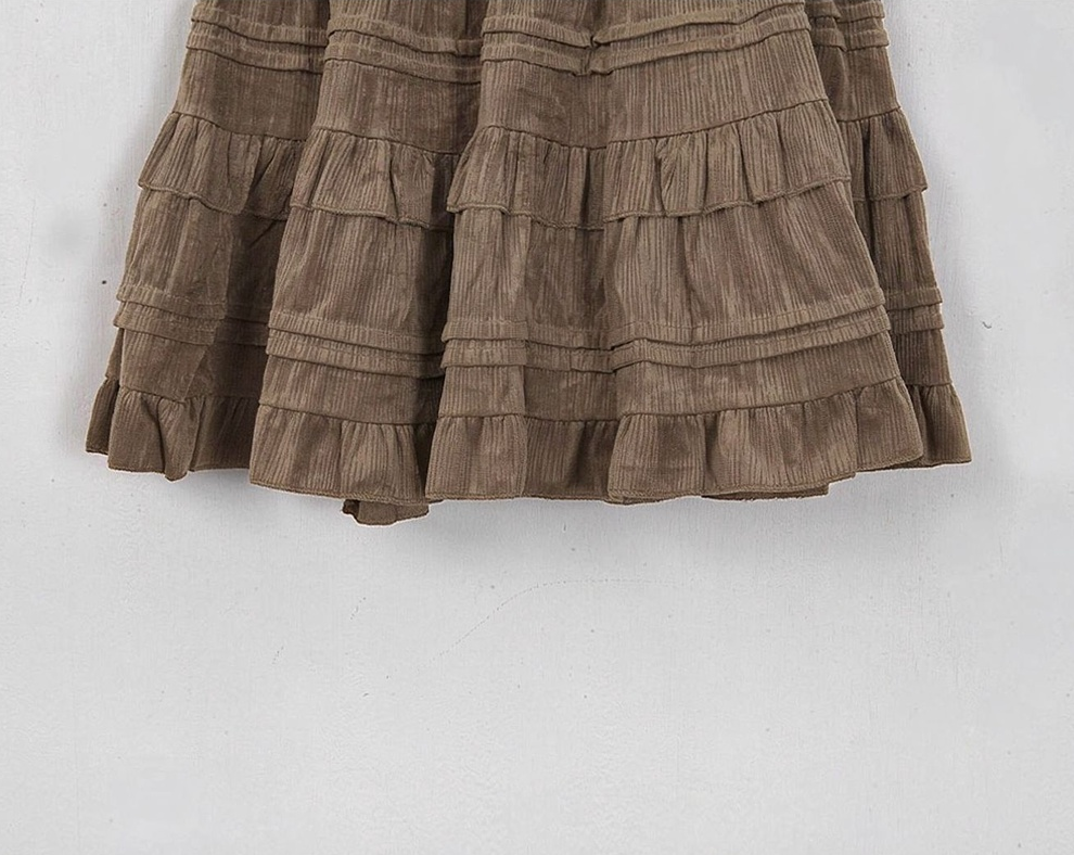Velvet Tiered Ruffle Mini Skirt Women Cancan Frill Elastic Waist Free Size