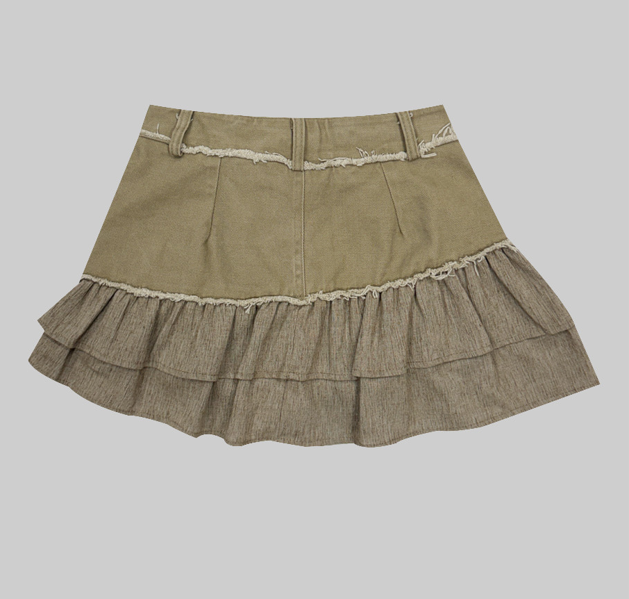 Women's Distressed Tiered Ruffle Mini Skirt Cancan Frill Elastic Waist