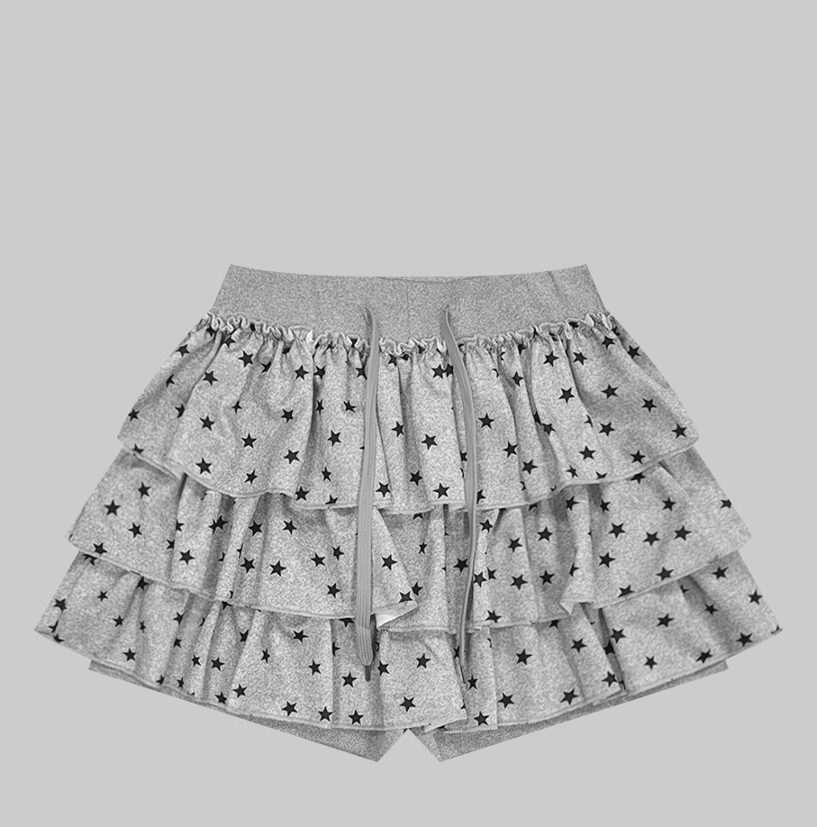 Women's Tiered Ruffle Mini Skirt Elastic Waist Cancan Frill Skirt
