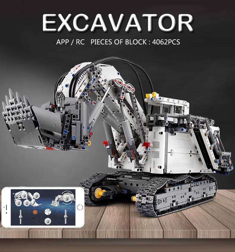 Motorized Liebher Mining Excavator R9800 Electric RC Truck Building Bricks