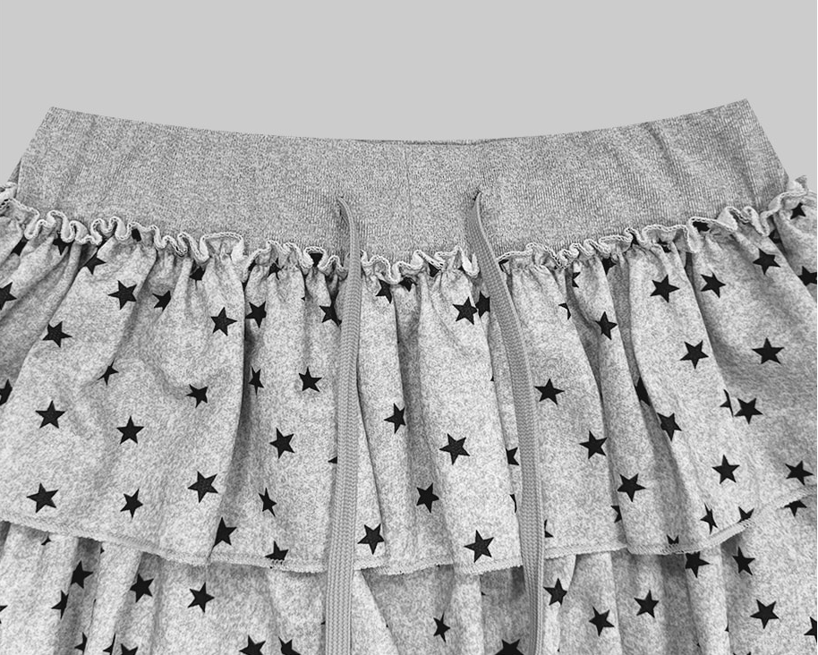 Women's Tiered Ruffle Mini Skirt Elastic Waist Cancan Frill Skirt