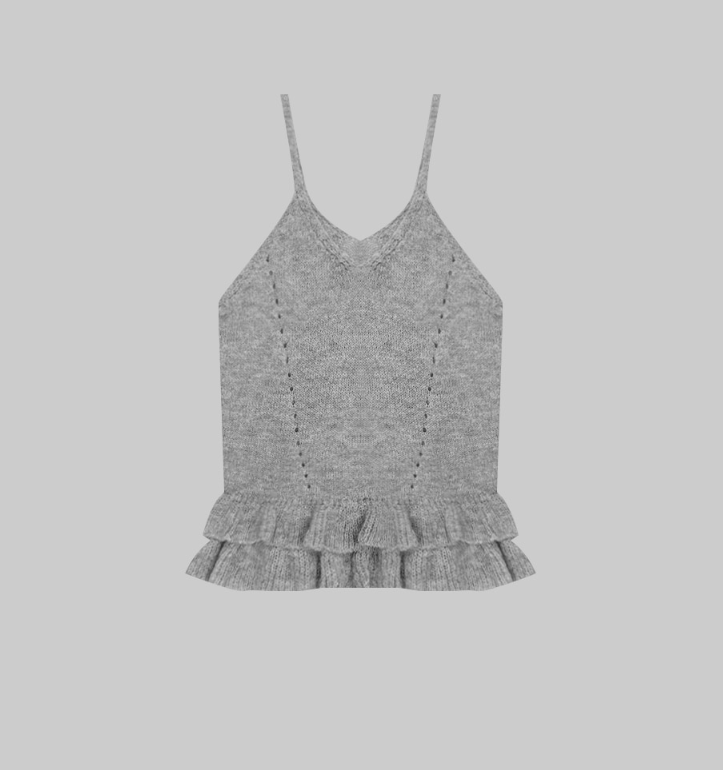 Frill Ruffle Knit Cardigan Set Women Round Neck Tiered Trim Matching