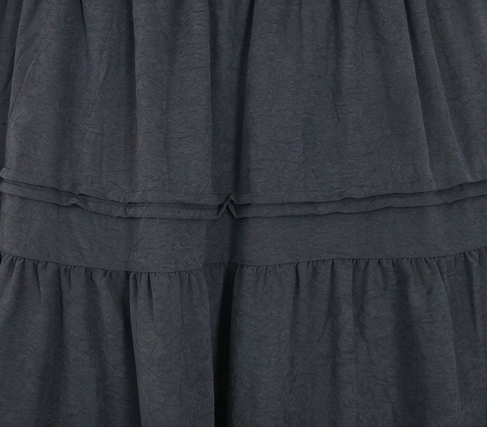 Women's Pin Tuck Tiered Ruffle Maxi Skirt Soft Peach Fabric Long Skirt