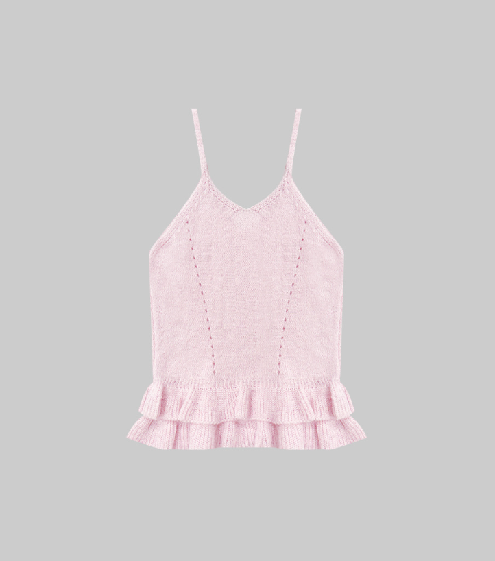 Frill Ruffle Knit Cardigan Set Women Round Neck Tiered Trim Matching