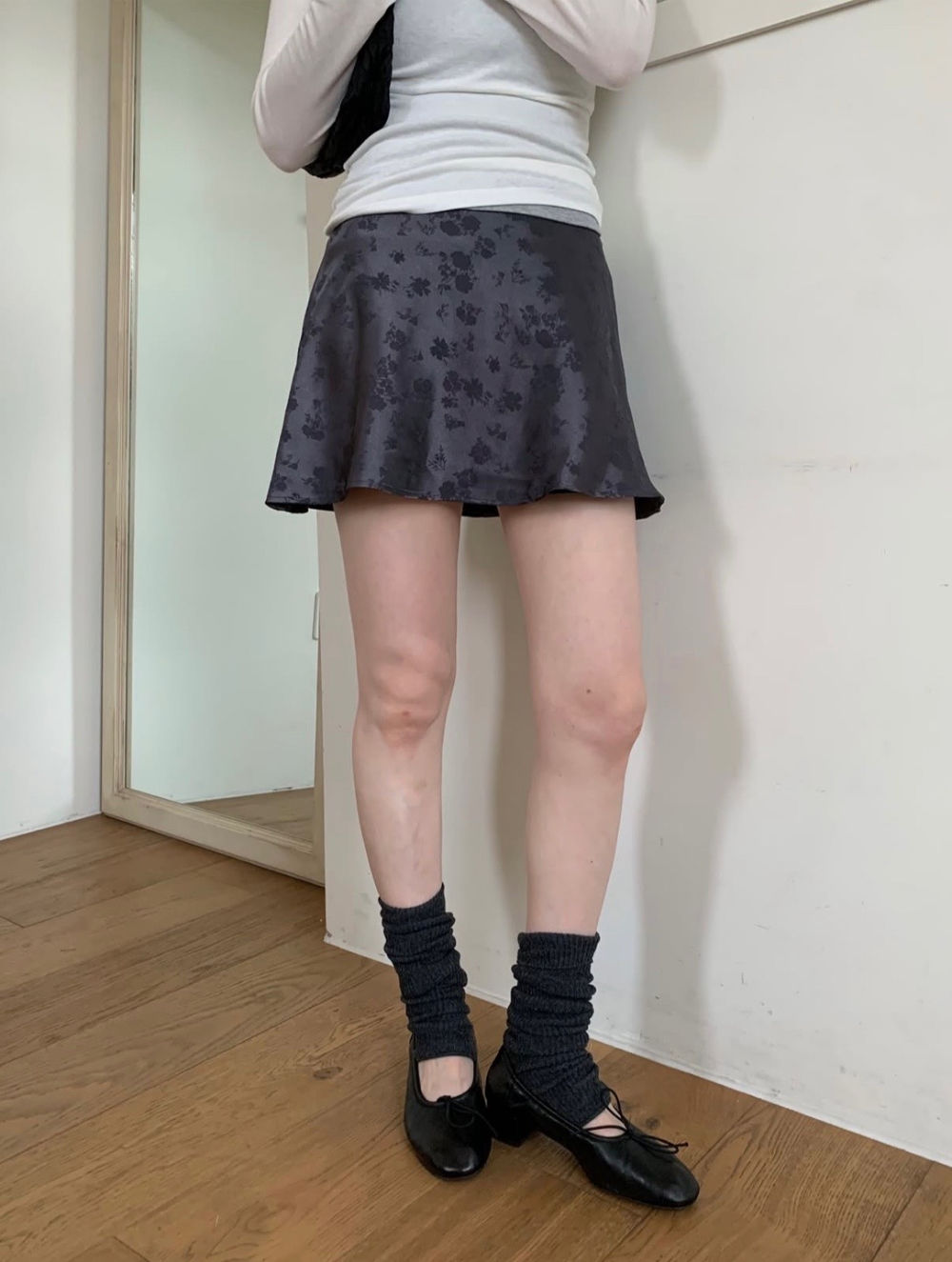 Women's Jacquard Mini Flare Skirt Textured Woven A-Line Skirt SM