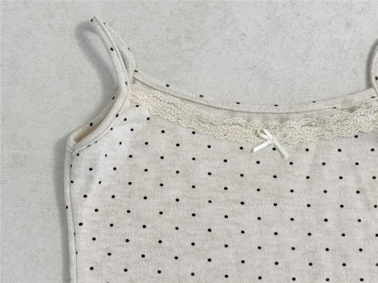 Women's Polka Dot Cardigan Tank Top & Scarf 3 Piece Set