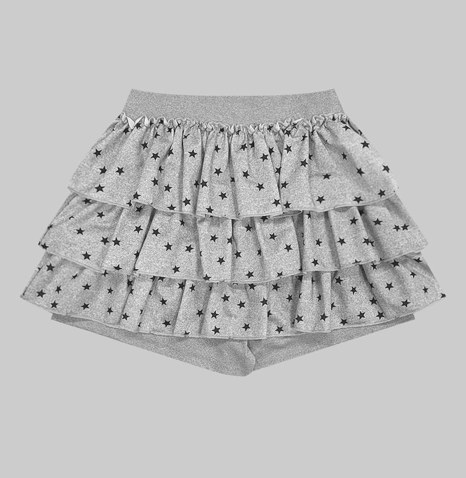 Women's Tiered Ruffle Mini Skirt Elastic Waist Cancan Frill Skirt