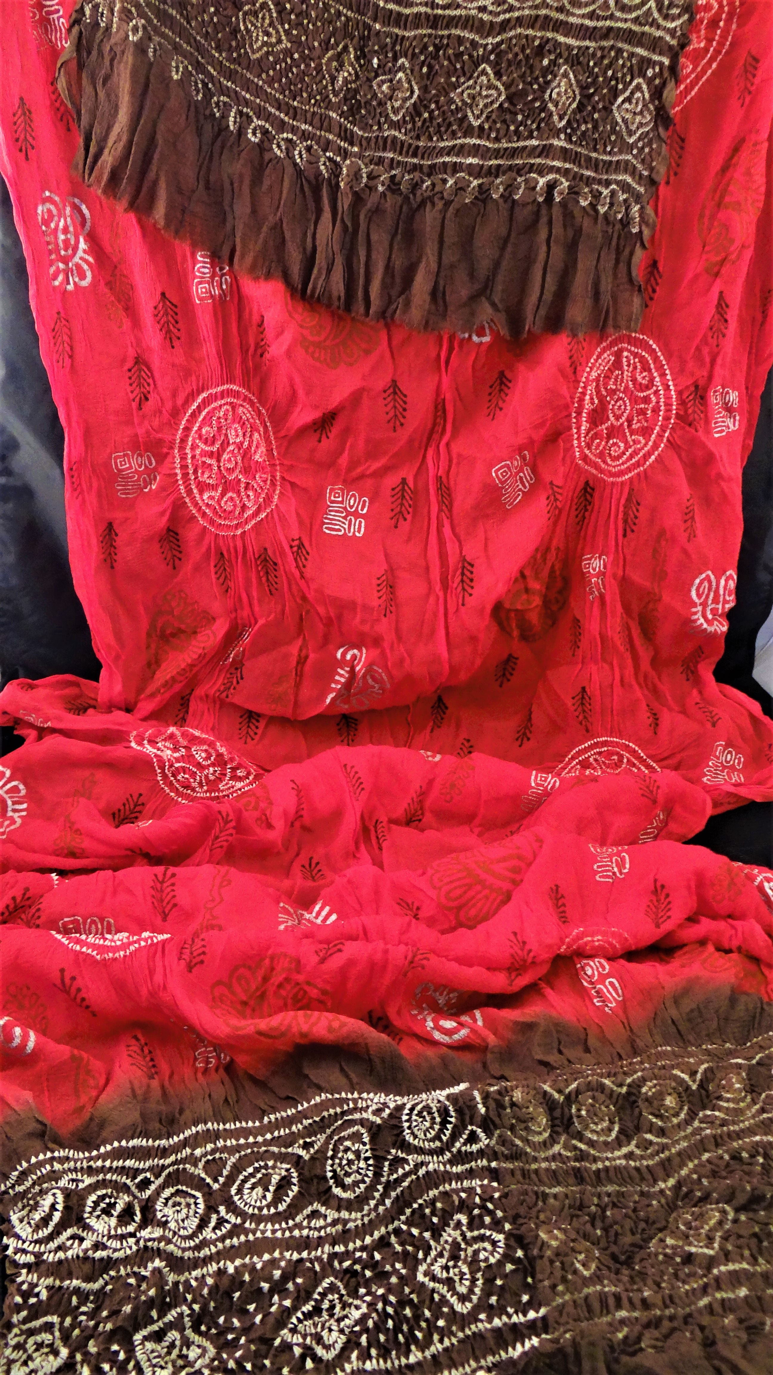 Rosy, Bandhani Silk Ikot Shawl