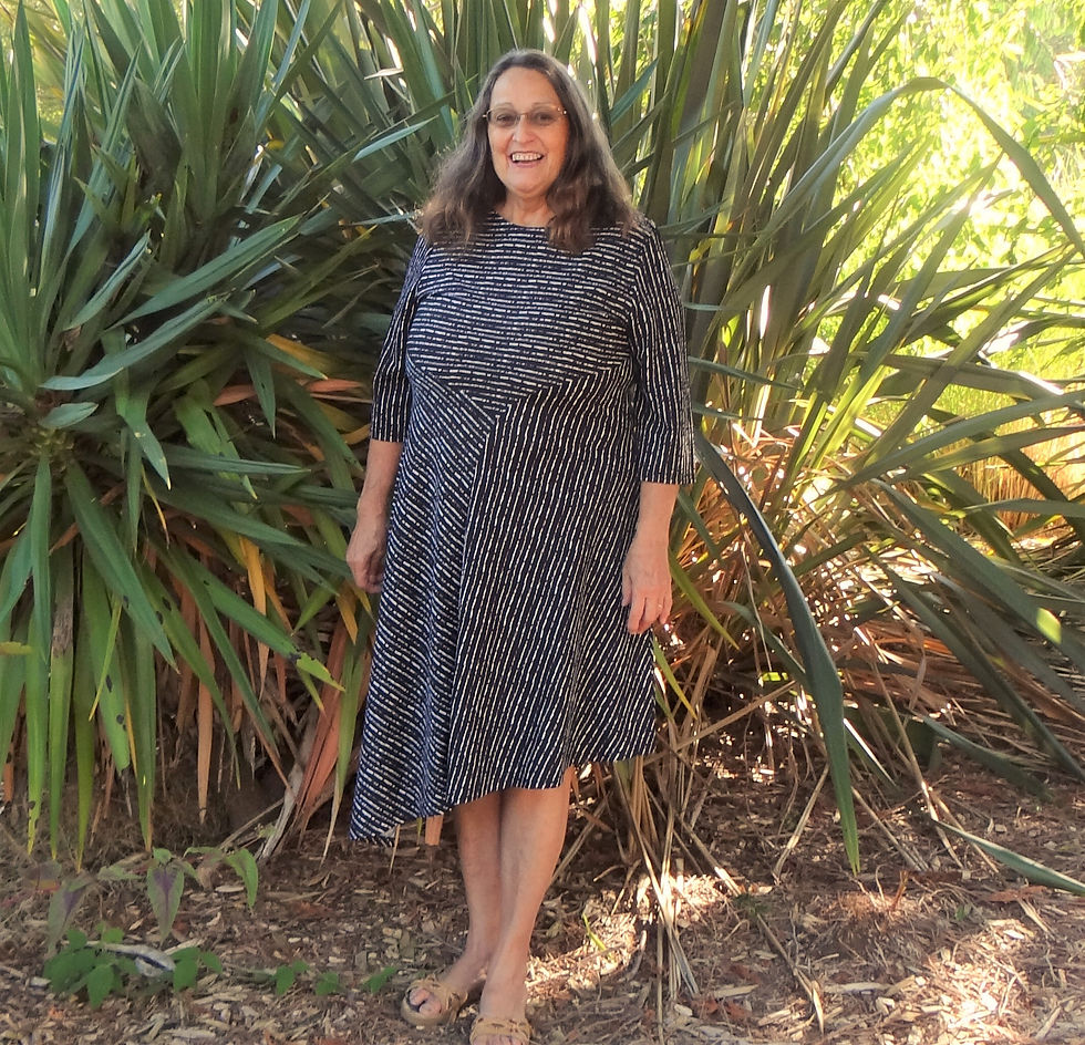 Thumbnail: Black & White Patch Pattern Stripe Dress 3/4 Sleeve: Papillon