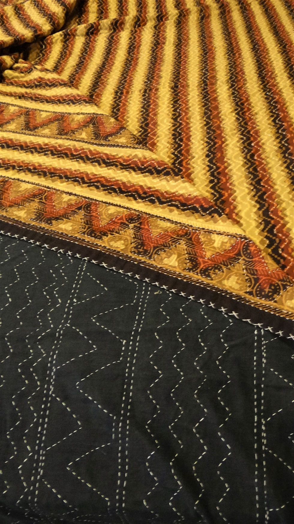 Thumbnail: Stripey Embroidered Stitch Queen Bedspread