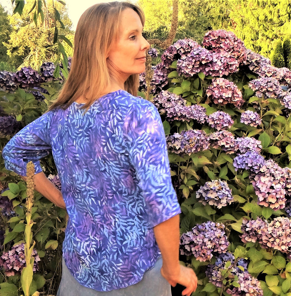Thumbnail: 2121: Amelia Top 3/4 Sleeve Rayon Batik: Lost River