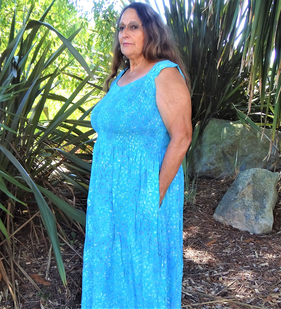 Thumbnail: Sweet Heart Cap Sleeve Dress: Long Leaf Motif
