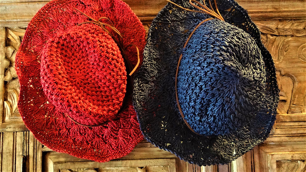 Thumbnail: Paper Crochet Hat in Navy & Red