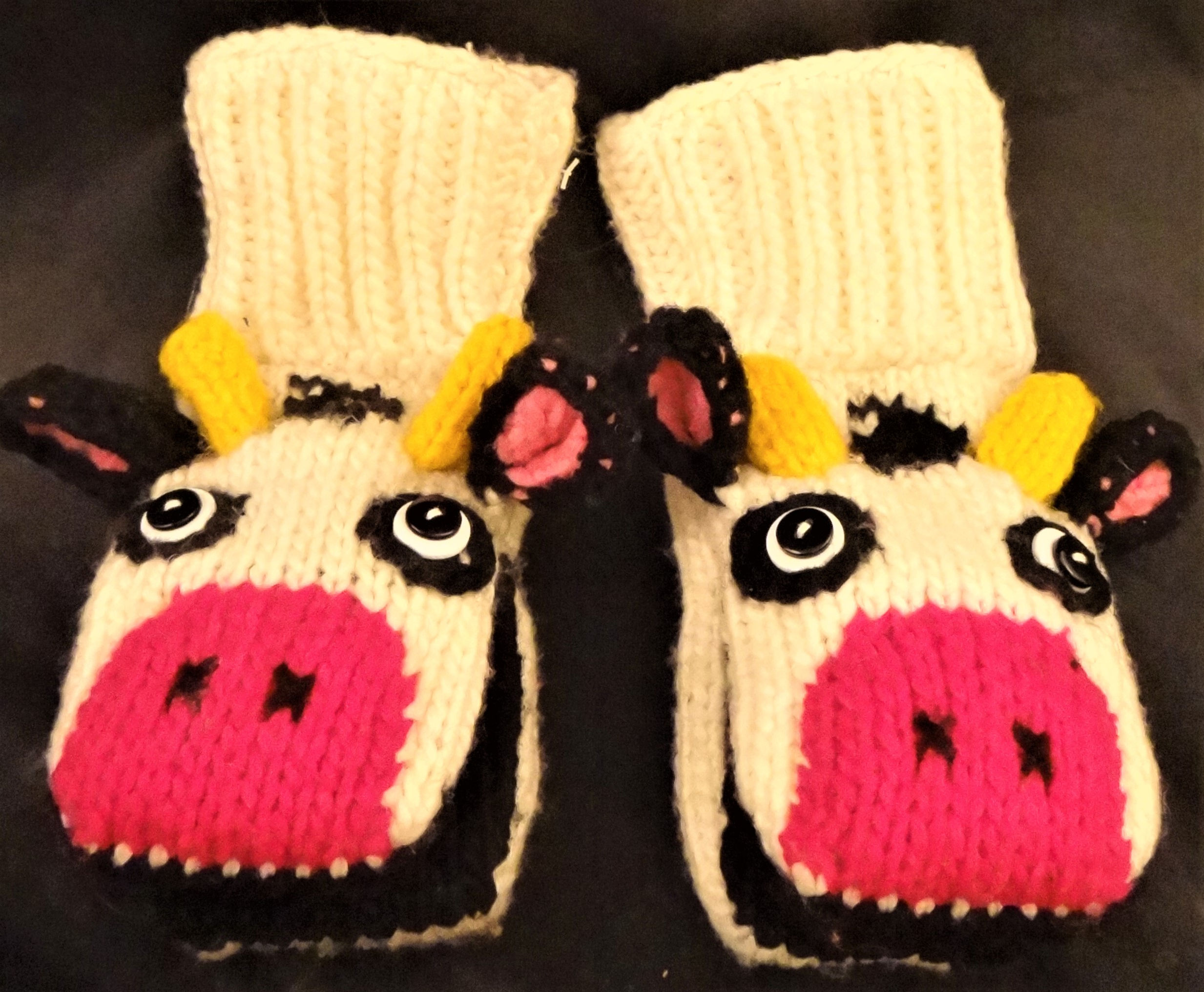 Cow Glovens, Children's Handknit Mittens in Alpaca
