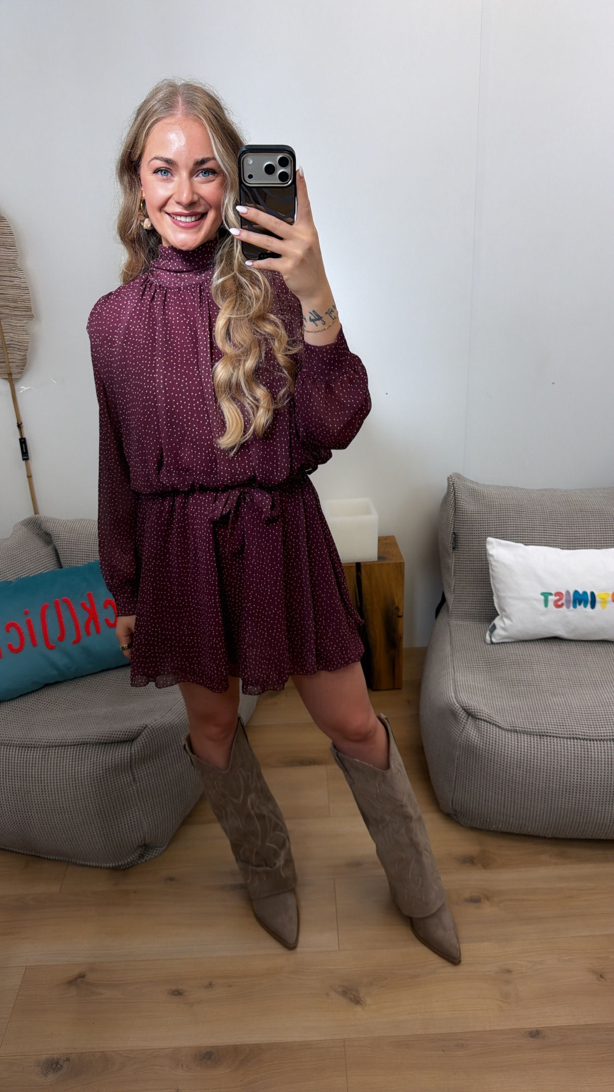 Dress Autumn Dots burgundy