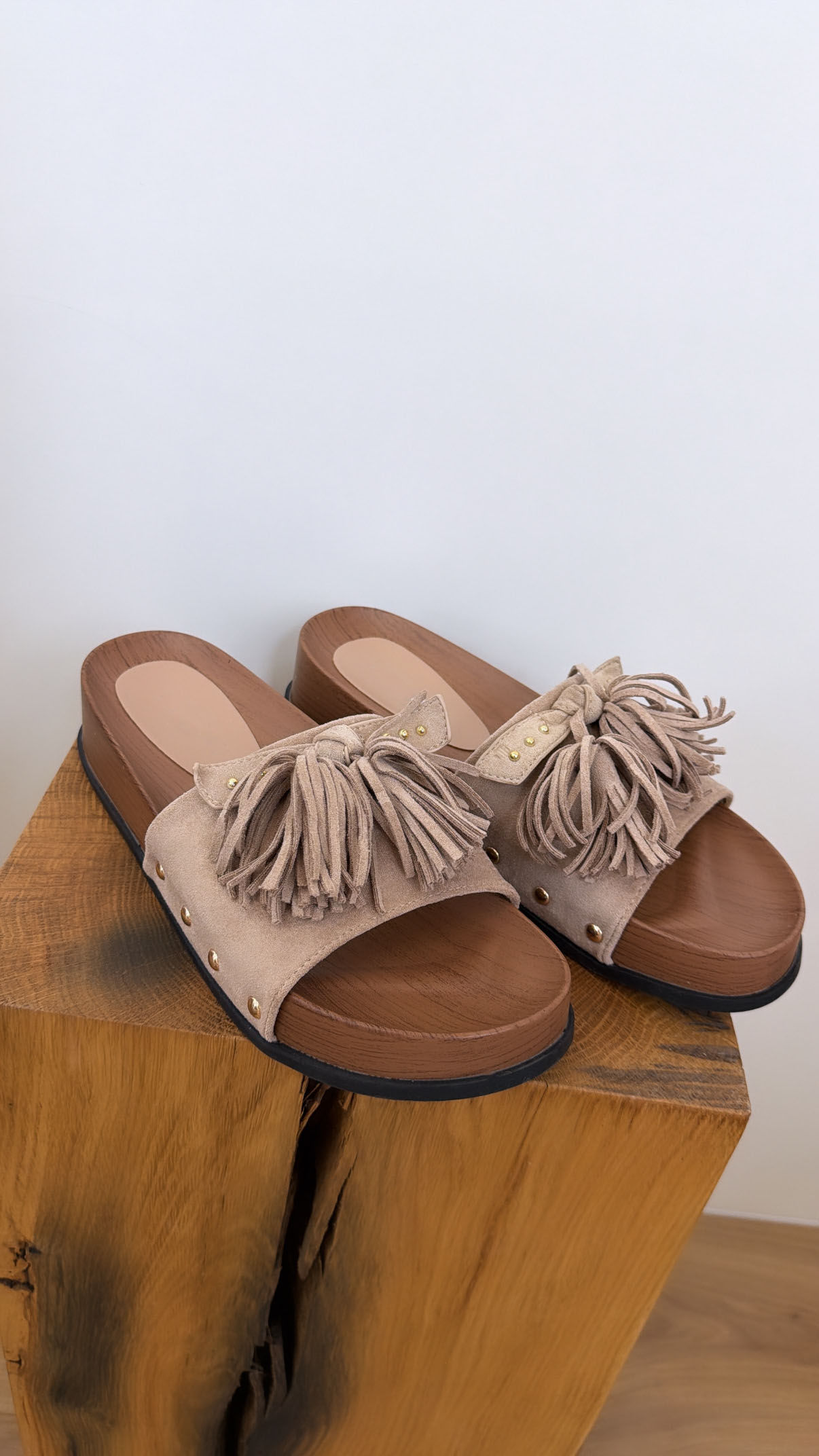 Slippers Fransen Beige