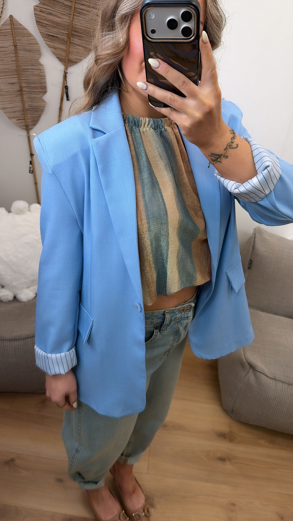 Miniaturbild: Blazer Turnup Striped lightblue
