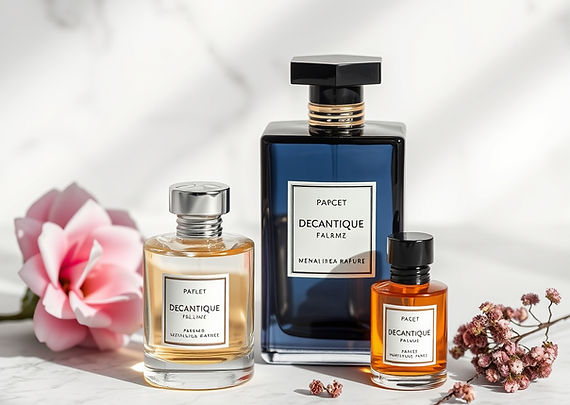 A sophisticated image to show growth , luxury and discovery in th parfum industry with dec