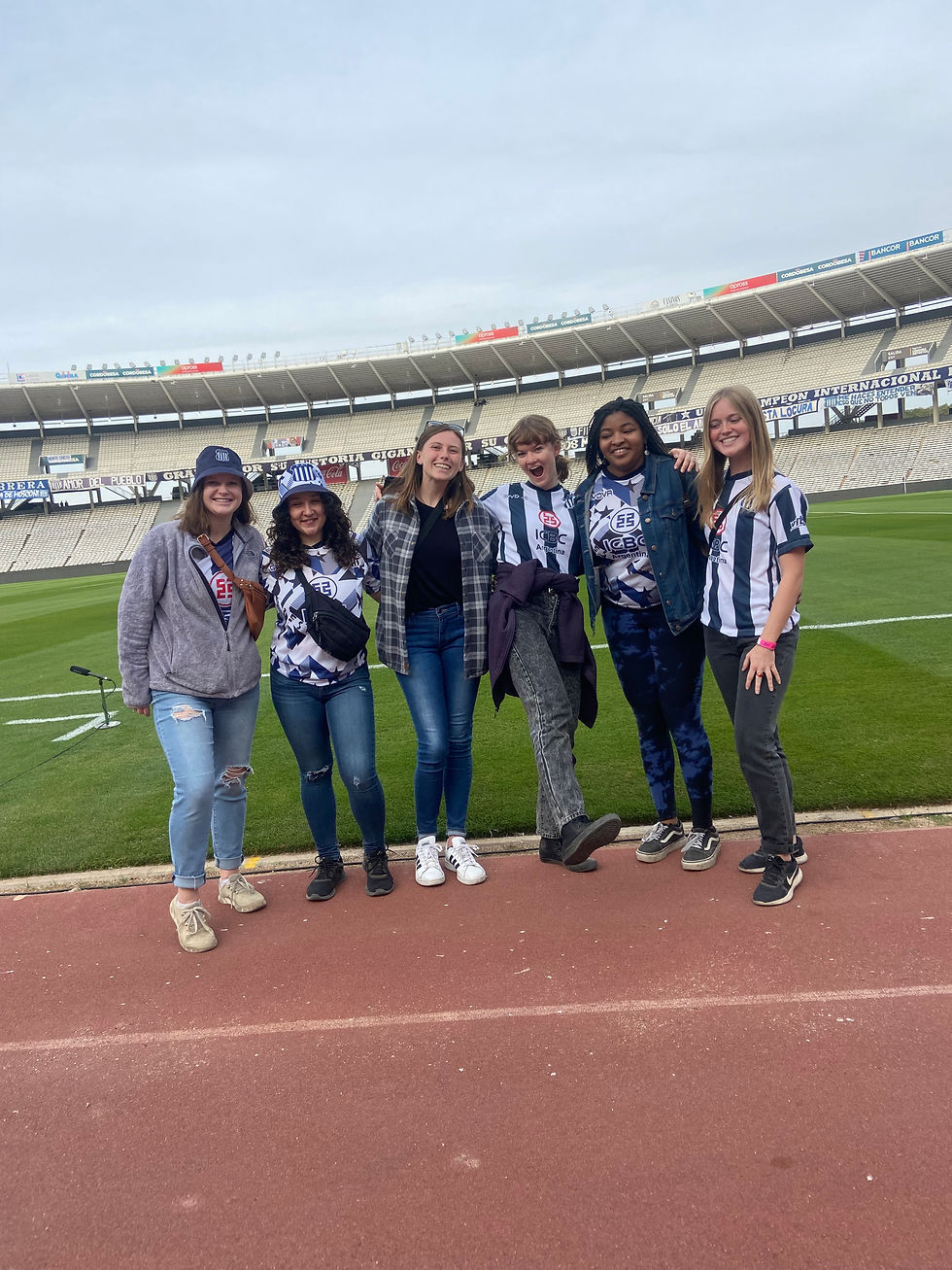 Clemson students in Estadio Kempes before a Talleres soccer game