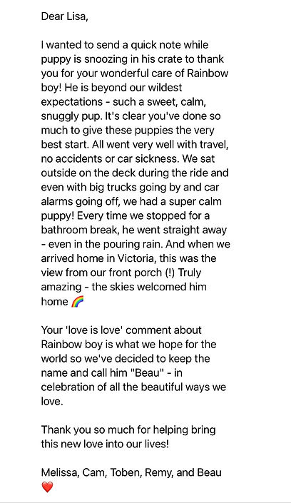 screenshot of a client review