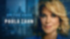 Woman with blonde hair and pearl earrings in a blue outfit in front of a blurred cityscape. Text: "On the Case with Paula Zahn." Mood: Serious.
