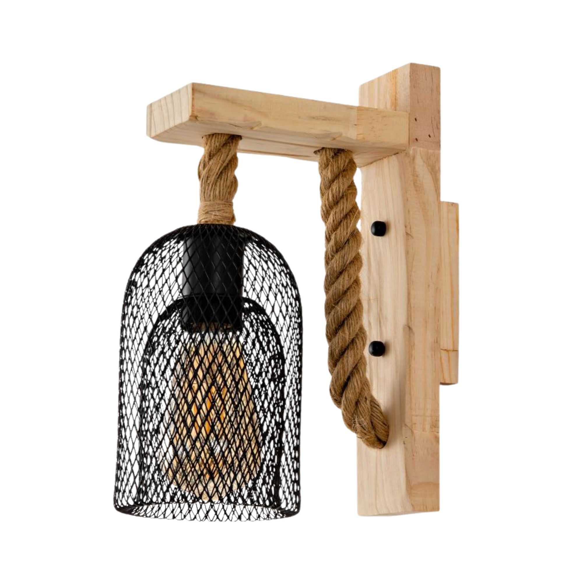 Arbotante Rustico Madera/Reja E27 Interior 091-62085