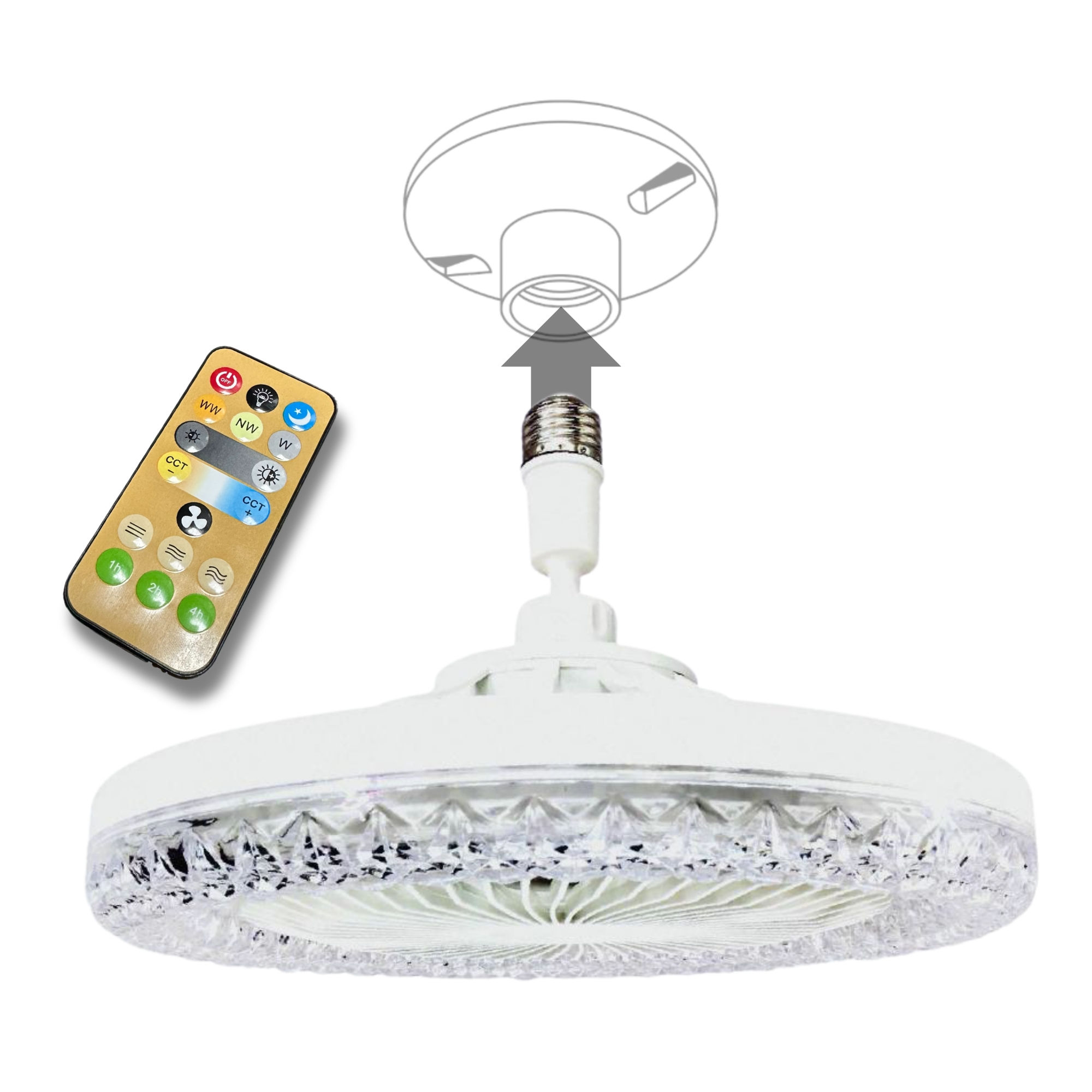 Lampara Ventilador 3Temp E27 CCT 30w 26cm 091-63058