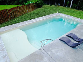 The River Pools D32 Fiberglass Pool in the Sandstone Pool Color