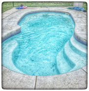 Blue Hawaiian Fiberglass Pool in Bellevue WI.