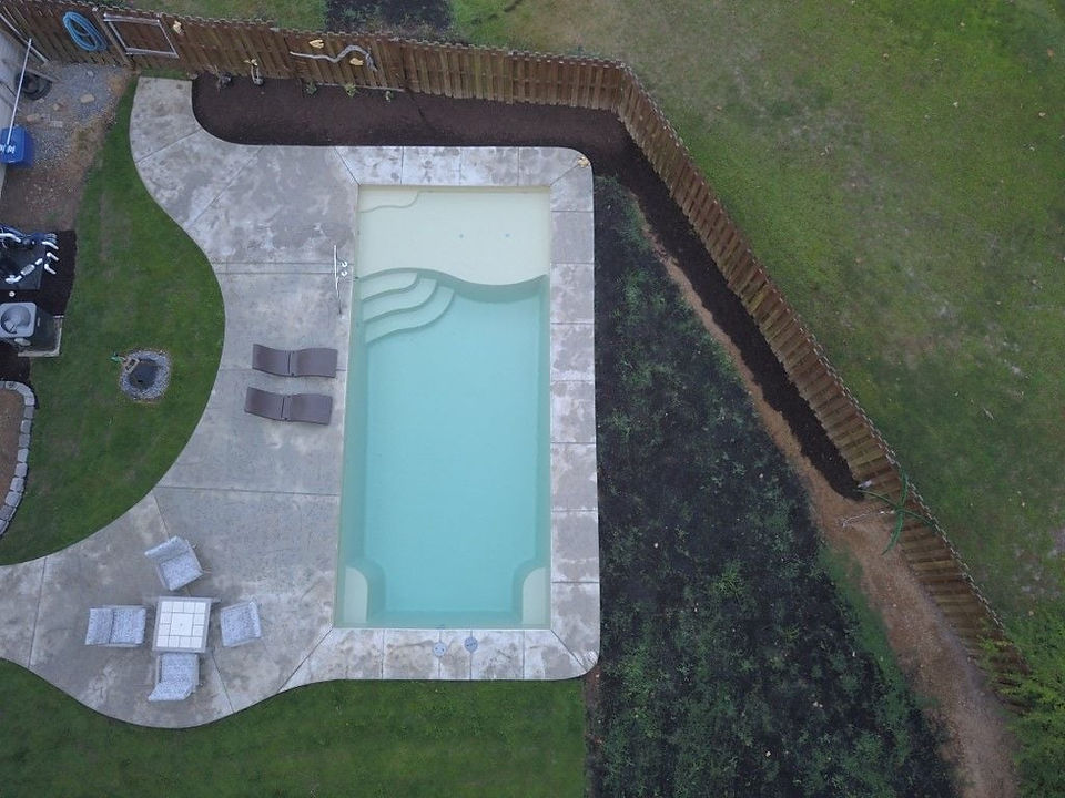 The Rive rPools D33 Fiberglass Pool in the Sandstone Pool Color