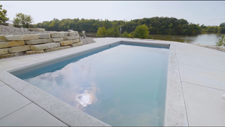 Stamped Cantilevered Concrete Coping on a River Pools R32 Fiberglass Pool in De Pere by Po