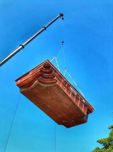 River Pools R24 Fiberglass Pool on a Crane