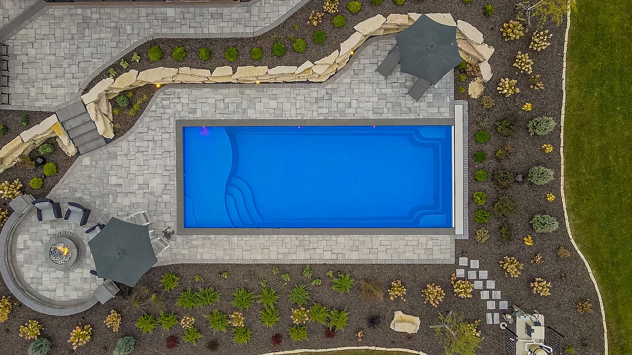 The River Pools D36 Fiberglass Pool in the Maya Shimmer Pool Color