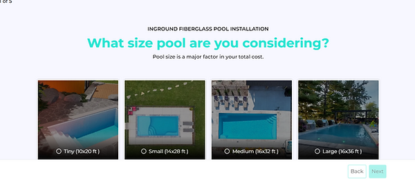 Pool Price Estimator Home Screen