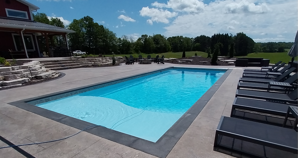 The River Pools D36 Fiberglass Pool in the Caribbean Sparkle Pool Color