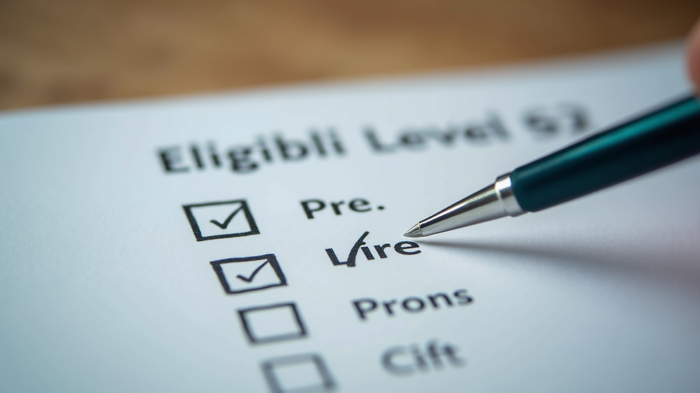 Close-up view of a checklist with eligibility criteria ticked off
