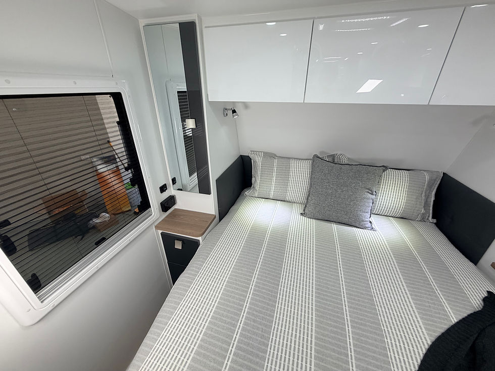 Thumbnail: Hilltop H15 Karijini caravan bedside with storage – compact single axle Australian-built off-road caravan