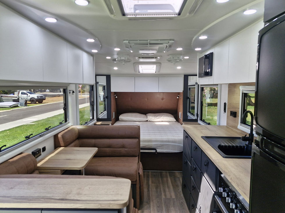 Thumbnail: Island bed and living area off road caravan Hilltop Australia