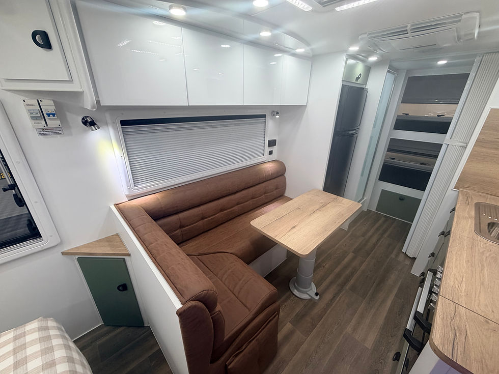 Thumbnail: seating Australian made tandem axle family bunk caravan