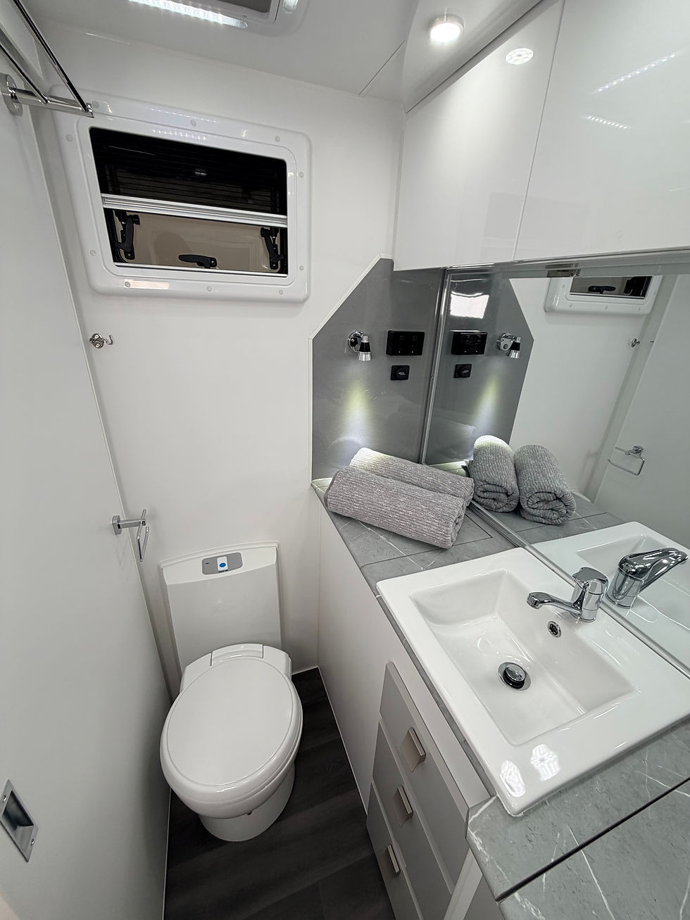 Thumbnail: Hilltop H18 caravan café seating with table – spacious touring caravan WA