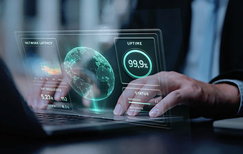 Holographic Global Network Status Dashboard with Latency Heatmap, Uptime Meter, API Metric