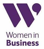 Purple logo featuring 'W' with 'Women in Business' text.