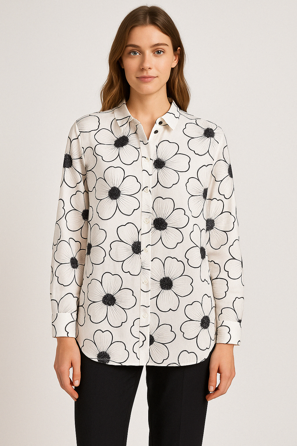 chemise Black & white fleur