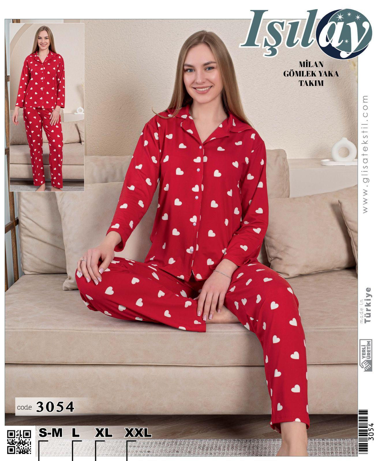 Işılay Gömlek Yaka Milan Pijama Takımı