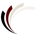 The business logo of a fan made up of four shapes in the colors black, red, and beige