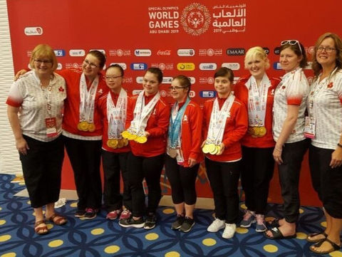 Donna Edwards with a group from the Special Olympics