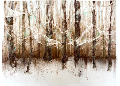 Woolff Gallery_Apolline Bokkerink, Greens_pigment drawing_dry painting_trees_ 81 x 62 cm_