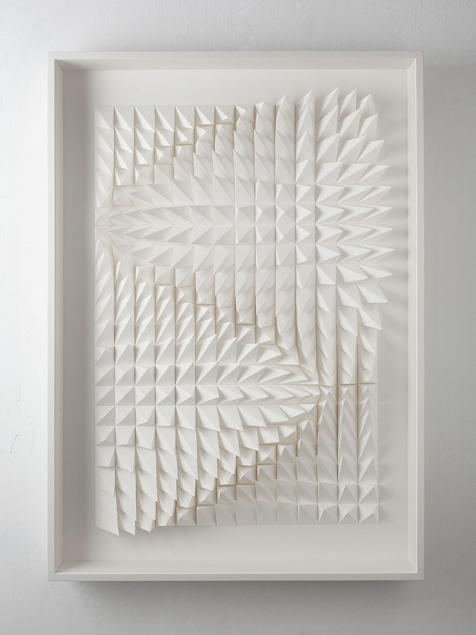 Anna Kruhelska, Untitled 325, 70 x 100 x 8 cm, folded architectural paper inside white box frame