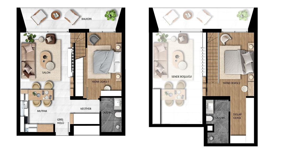 Küçük resim: Courtyard Platinum 2+1 dubleks daireler